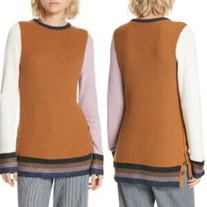 APIECE APART Almeria Button Hem Colorblock Sweater